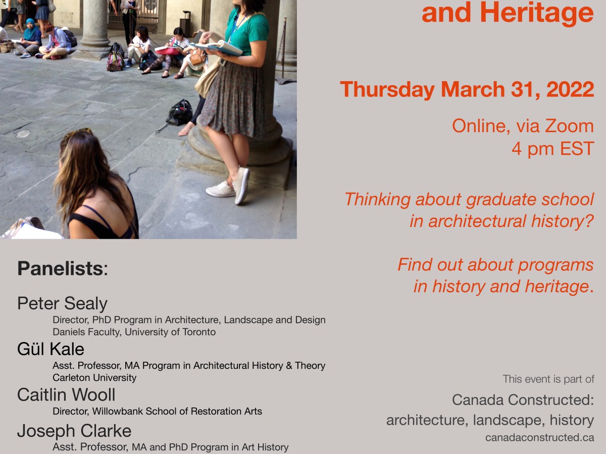 Event announcement! Graduate Programs in Architectural History and&nbsp;Heritage